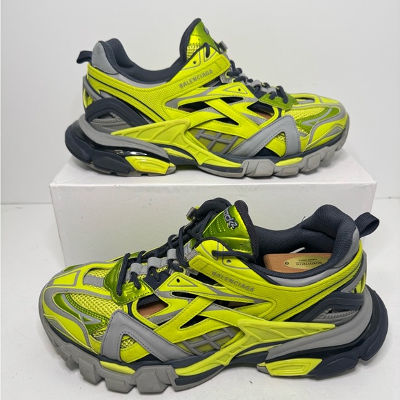 Balenciaga Track 2 Men’s Sneakers Size 43 EU / 10 US Metallic Green Grey - Picture 1 of 7